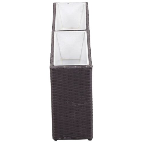 Garden Raised Bed with 2 Pots 90x20x40cm Poly Rattan Black - Image 3