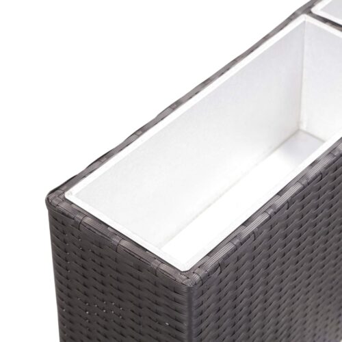 Garden Raised Bed with 2 Pots 90x20x40cm Poly Rattan Black - Image 4