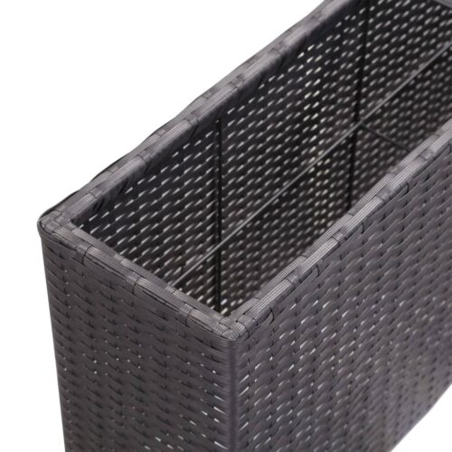 Garden Raised Bed with 2 Pots 90x20x40cm Poly Rattan Black - Image 6
