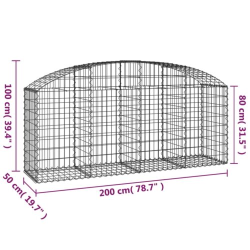 Arched Gabion Basket 200x50x80/100cm Galvanised Iron - Image 5