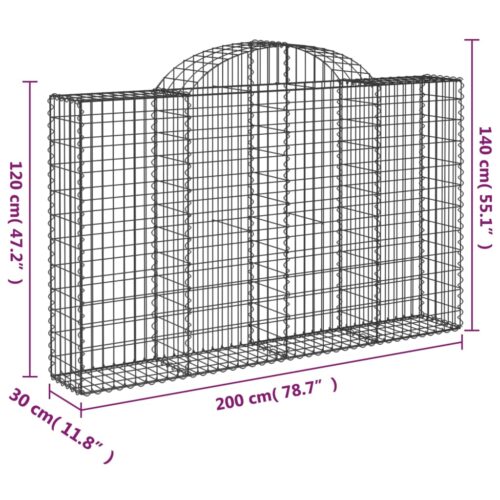 Arched Gabion Basket 200x30x120/140cm Galvanised Iron - Image 5