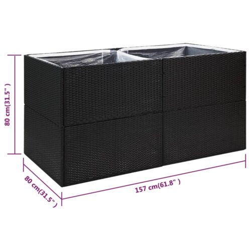 Garden Planter Black 157x80x80cm Poly Rattan - Image 7