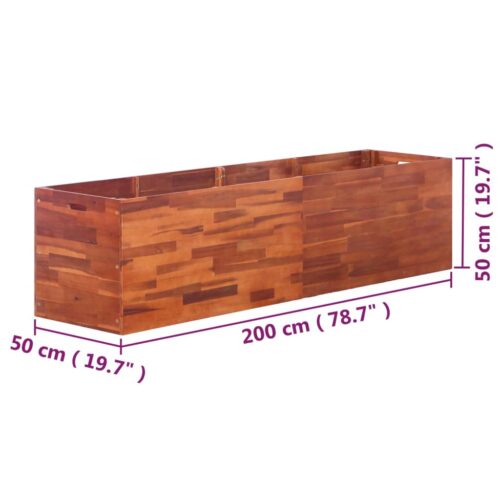 Garden Raised Bed Acacia Wood 200x50x50cm - Image 6