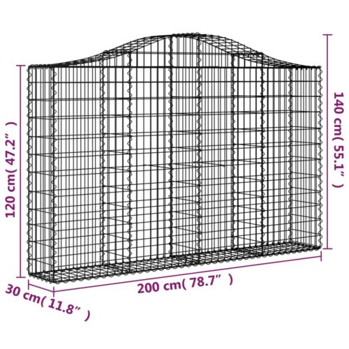 Arched Gabion Basket 200x30x120/140cm Galvanised Iron - Image 5