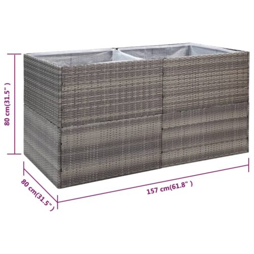 Garden Planter Grey 157x80x80cm Poly Rattan - Image 7