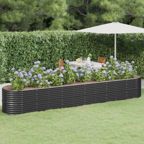 Garden Raised Bed Powder-coated Steel 440x80x68cm Anthracite - Image 2