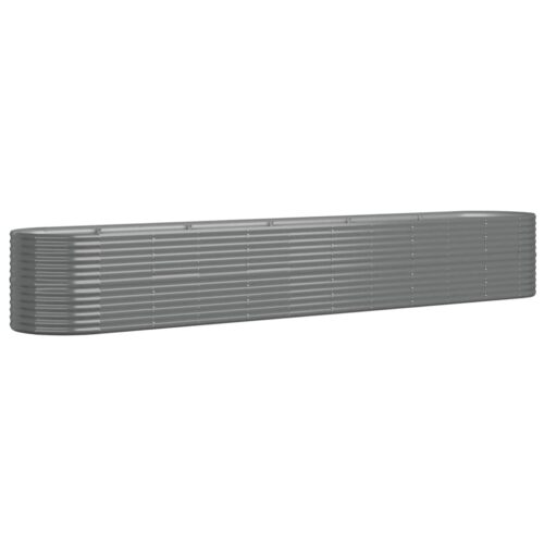 Garden Raised Bed Powder-Coated Steel 440x80x68cm Grey