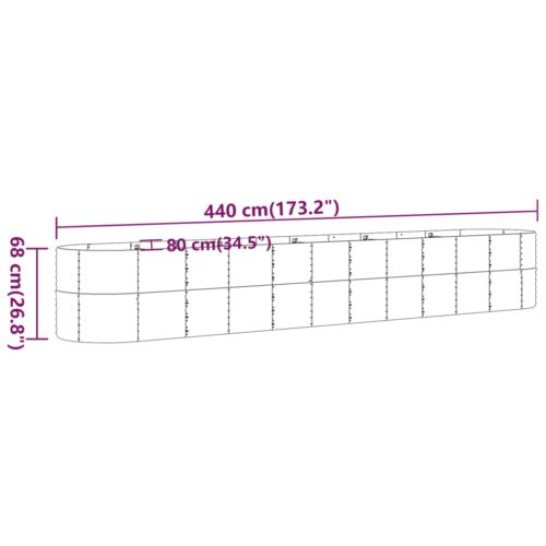 Garden Raised Bed Powder-Coated Steel 440x80x68cm Grey - Image 6