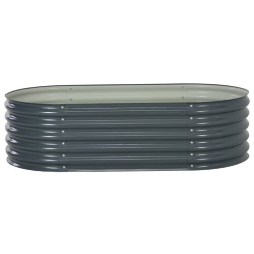Garden Raised Bed 160x80x44cm Galvanised Steel Grey