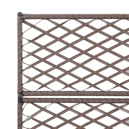 Raised Trellis Garden Bed Planter Flowers Plants Box 3 Pots Wicker Rattan Brown 83x30x130cm - Image 5