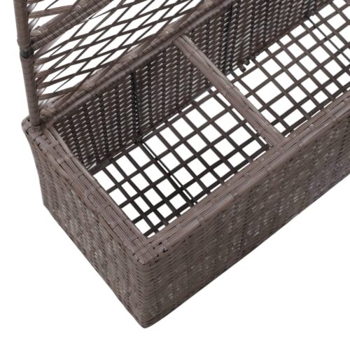Raised Trellis Garden Bed Planter Flowers Plants Box 3 Pots Wicker Rattan Brown 83x30x130cm - Image 6