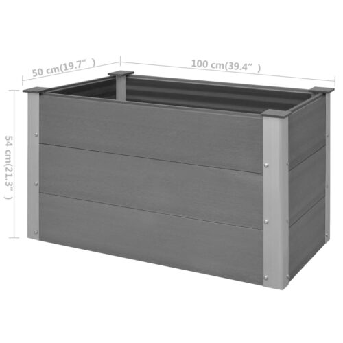 Garden Raised Bed WPC 100x50x54cm Grey - Image 2