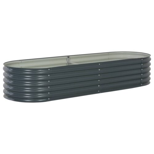 Garden Raised Bed 240x80x44cm Galvanised Steel Grey - Image 2