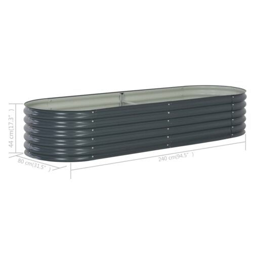 Garden Raised Bed 240x80x44cm Galvanised Steel Grey - Image 8