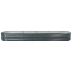 Garden Raised Bed 400x80x44cm Galvanised Steel Grey