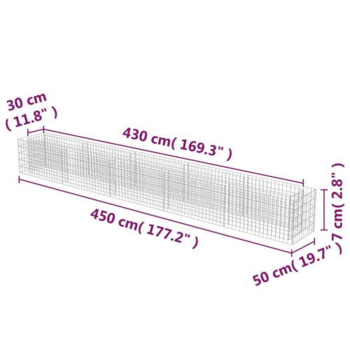 Gabion Raised Bed Galvanised Steel 450x50x50cm - Image 8