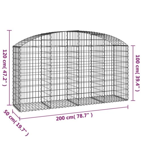 Arched Gabion Basket 200x50x100/120cm Galvanised Iron - Image 5