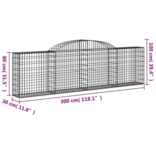 Arched Gabion Basket 300x30x80/100cm Galvanised Iron - Image 5