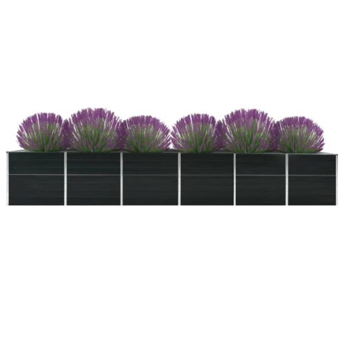 Garden Raised Bed Galvanised Steel 480x80x77cm Anthracite