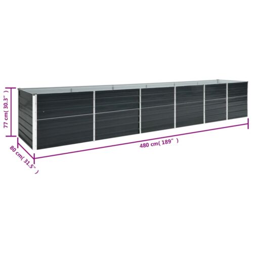 Garden Raised Bed Galvanised Steel 480x80x77cm Anthracite - Image 6