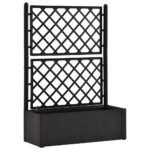 Garden Raised Bed with Trellis Self Watering System Anthracite