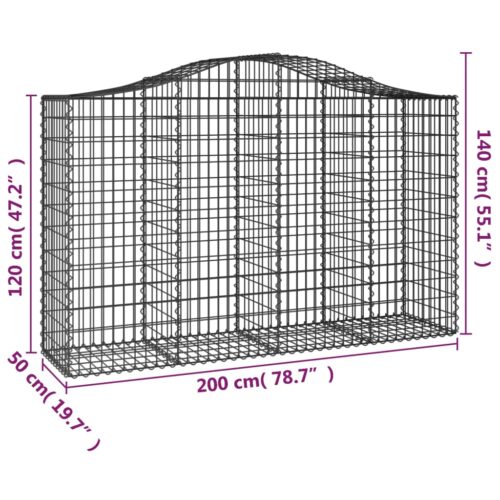Arched Gabion Basket 200x50x120/140cm Galvanised Iron - Image 5