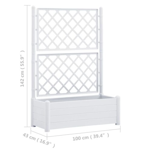 Garden Planter with Trellis 100x43x142cm PP White - Image 7