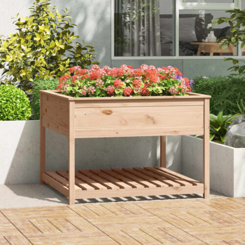 Planter with Shelf 111.5x111.5x81cm Solid Wood Pine - Image 2