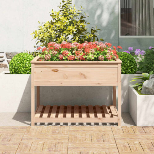 Planter with Shelf 111.5x111.5x81cm Solid Wood Pine - Image 3