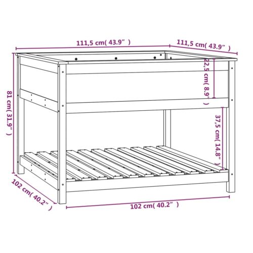 Planter with Shelf 111.5x111.5x81cm Solid Wood Pine - Image 8