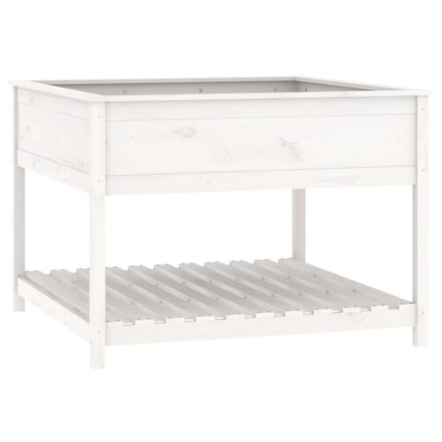 Planter with Shelf White 111.5x111.5x81cm Solid Wood Pine