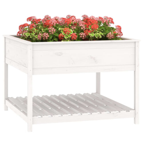 Planter with Shelf White 111.5x111.5x81cm Solid Wood Pine - Image 4