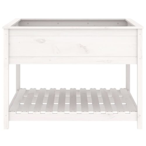 Planter with Shelf White 111.5x111.5x81cm Solid Wood Pine - Image 5