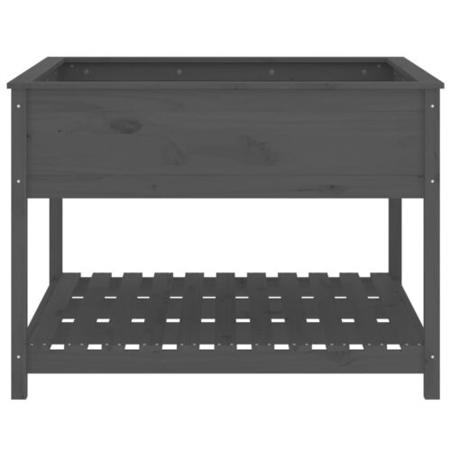 Planter with Shelf Grey 111.5x111.5x81cm Solid Wood Pine - Image 5