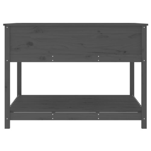 Planter with Shelf Grey 111.5x111.5x81cm Solid Wood Pine - Image 6