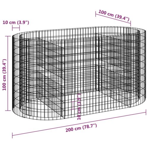 Gabion Raised Bed Galvanised Iron 200x100x100cm - Image 8