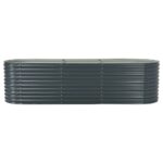 Garden Raised Bed 320x80x81cm Galvanised Steel Grey