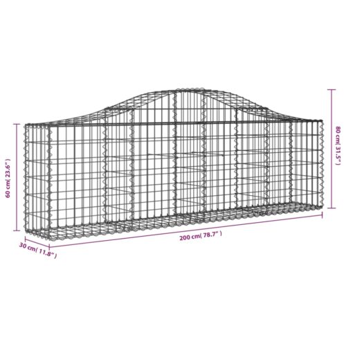 Arched Gabion Baskets 2pcs 200x30x60/80cm Galvanised Iron - Image 6