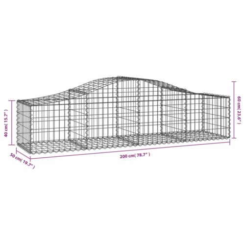 Arched Gabion Baskets 2pcs 200x50x40/60cm Galvanised Iron - Image 6