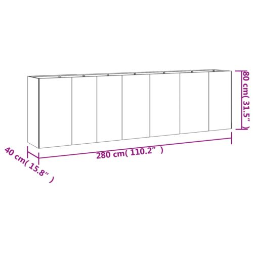Garden Raised Bed 280x40x80cm Corten Steel - Image 6