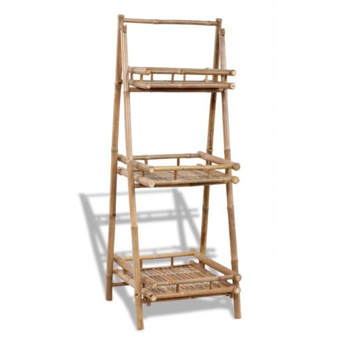 Bamboo Garden Plant Stand Folding Outdoor Flower Pot Display Storage Shelf Rack - Image 2
