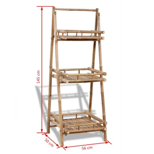 Bamboo Garden Plant Stand Folding Outdoor Flower Pot Display Storage Shelf Rack - Image 4