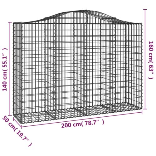 Arched Gabion Basket 200x50x140/160cm Galvanised Iron - Image 5
