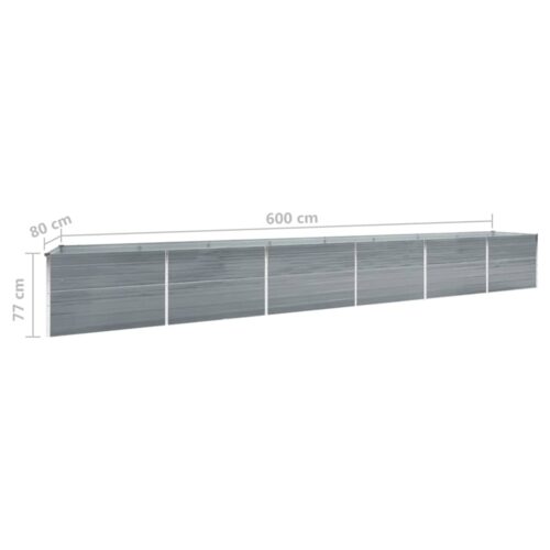 Garden Raised Bed Galvanised Steel 600x80x77cm Grey - Image 6