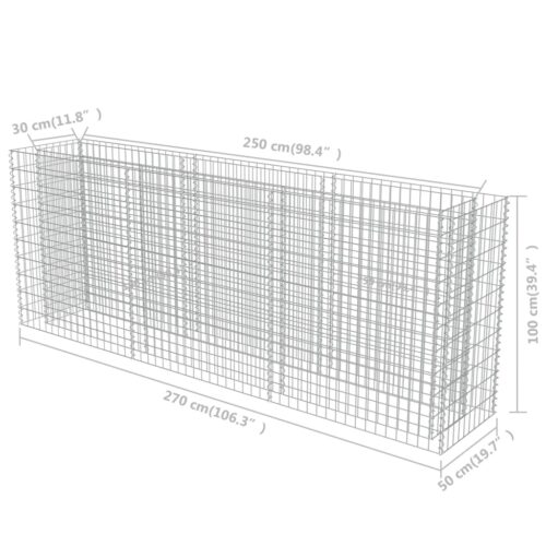 Gabion Raised Bed Galvanised Steel 270x50x100cm - Image 8