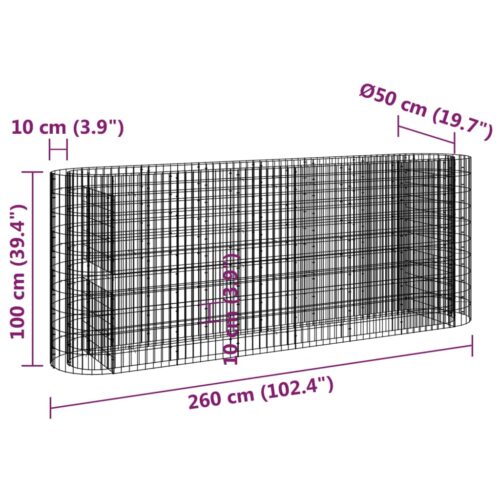 Gabion Raised Bed Galvanised Iron 260x50x100cm - Image 8
