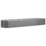 Garden Raised Bed Powder-Coated Steel 510x140x68cm Grey