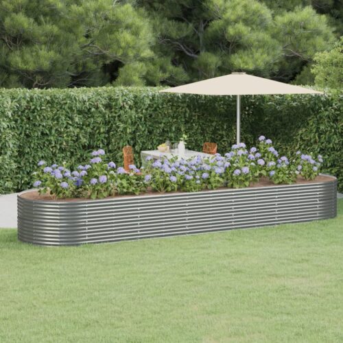 Garden Raised Bed Powder-Coated Steel 510x140x68cm Grey - Image 2