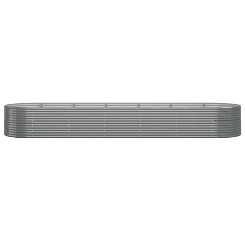 Garden Raised Bed Powder-Coated Steel 510x140x68cm Grey - Image 3