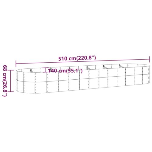 Garden Raised Bed Powder-Coated Steel 510x140x68cm Grey - Image 6
